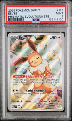 POKEMON PSA 9 EEVEE #173 PROMO PRISMATIC EVOLUTIONS ETB ITALIANO 2025! - Image 1