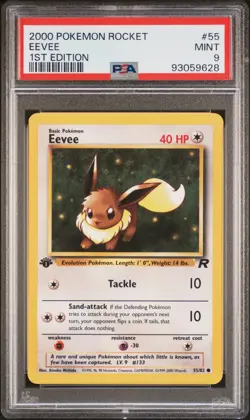 2000 Pokemon Rocket 1st Edition #55 Eevee PSA 9 Graded TCG - Image 1