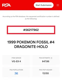 Dragonite Holo - PSA 4 - Pokemon 1999 Fossil 4/62 - Image 4