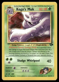 Pokemon Tcg Koga's Muk #26 Pokemon Gym Challenge MP - Image 1