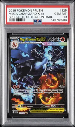 2025 POKEMON PFL EN-PHANTASMAL FLAMES #125 MEGA CHARIZARD X EX PSA 10 - Image 1