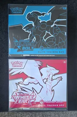 Black Bolt and White Flare Pokemon Center ETB and Case Included - Image 1