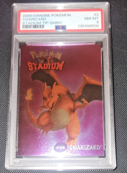 2000 DANONE POKEMON STADIUM TIP SHINY #2 CHARIZARD PSA 8 - Image 1