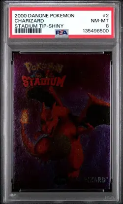 2000 DANONE POKEMON STADIUM TIP SHINY #2 CHARIZARD PSA 8 - Image 2