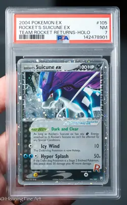 2004 POKEMON EX TEAM ROCKET RETURNS #105 ROCKET'S Suicune EX-HOLO PSA 7 - Image 1
