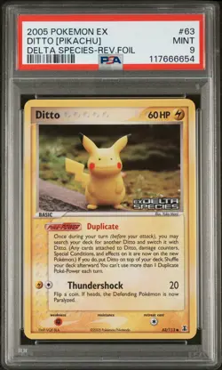 Ditto [Pikachu] Reverse Holo Pokemon Ex Delta Species 63/113 PSA 9 - Image 1