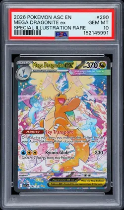 POKEMON ASCENDED HEROES 290 MEGA DRAGONITE EX SPECIAL ILLUSTRATION PSA10 LOW POP - Image 1
