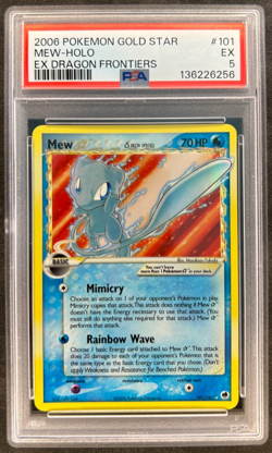 2006 Pokemon Mew Gold Star Holo Foil Dragon Frontiers 101/101 PSA 5 Fresh Grade - Image 1