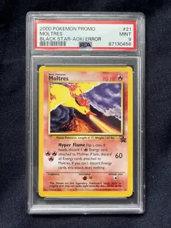 Pokemon TCG Moltres #21 Black Star Promo Aoki Error PSA 9 MINT - Image 1
