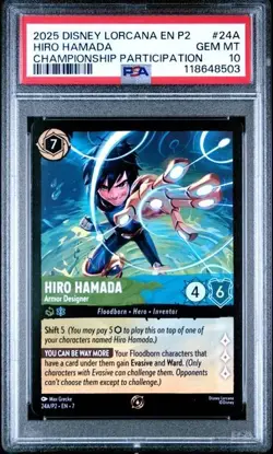 DISNEY LORCANA EN P2-PROMO #24A HIRO HAMADA SET CHAMPIONSHIP PSA 10 - Image 1