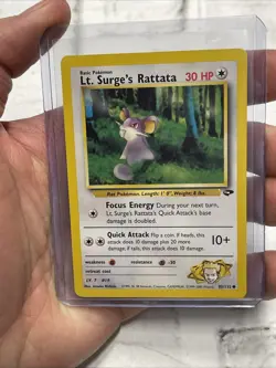 Pokemon Gym Challenge Lt. Surge's Rattata 85/132 Common NM Near Mint Vintage Vtg - Image 1