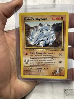 Pokemon Blaine's Rhyhorn 65/132 Unlimited Pokemon Gym Challenge NM/MT Common Vtg - Image 1