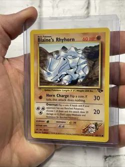 Pokemon Blaine's Rhyhorn 65/132 Unlimited Pokemon Gym Challenge NM/MT Common Vtg - Image 2