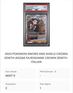 POKEMON PSA 9 ALLENATORE PETRA FULL ART GG66/GG70 ZENIT REGALE ITALIANO 2023! - Image 4