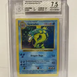 1999 Pokemon Base Set Shadowless Gyarados 6 Holo NEAR MINT+ BGS 7.5 - Image 1