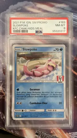 KFC Slowpoke 183/Sm-p Indonesian Chaki Kids Promo Pokemon Card PSA 8 - Image 1
