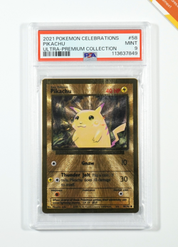 Pokemon PSA 9 Pikachu #58 Metal Card Celebrations Ultra Premium Coll 2021 ENG - Image 1
