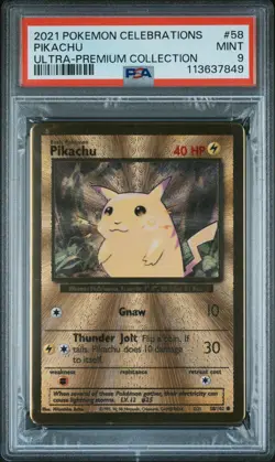Pokemon PSA 9 Pikachu #58 Metal Card Celebrations Ultra Premium Coll 2021 ENG - Image 2