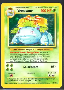 Pokemon Cards - Venusaur 15/102 - Base Set Holo - NM - Image 1