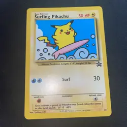 Surfing Pikachu - #28 WOTC Black Star Promo - Pokemon Card - 2001 LP Excellent - Image 1