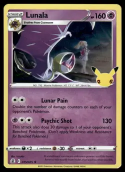 Pokemon Cards Lunala 015/025 Celebrations Holo Rare NM - Image 1