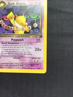 Pokemon Cards: Team Rocket 1st Edition Rare: Dark Hypno 26/82 - Image 4