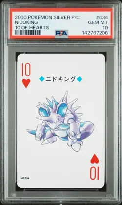 2000 POKEMON SILVER VERSION PLAYING CARDS 10 OF HEARTS #034 NIDOKING PSA 10 - Image 1
