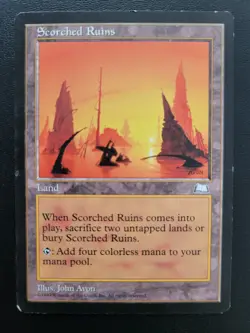 Scorched Ruins – Weatherlight MTG 1997 Vintage Land Magic the Gathering LP - Image 1