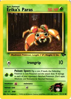 Pokemon TCG Erika's Paras Gym Challenge 71/132 Regular Unlimited Common DMG - Image 1