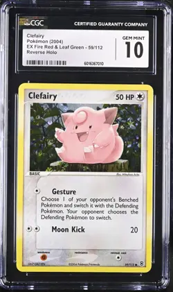Pokemon Clefairy 59/112 Reverse Holo EX Fire Red Leaf Green - CGC 10 - Image 1