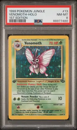1999 POKEMON JUNGLE #13 VENOMOTH - HOLO 1ST EDITION PSA 8 - Image 1