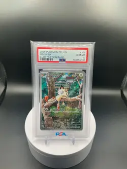 Meowth 106/094 Illustration Rare 2025 Pokemon Phantasmal Flames PSA 10 Gem Mint - Image 1