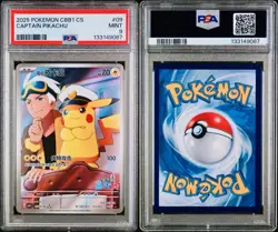 POKEMON PSA 9 CAPTAIN PIKACHU 09/09 GEM PACK VOL.1 CHINESE 2025! - Image 3