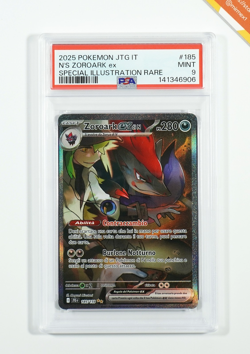 Pokemon PSA 9 N'S Zoroark Ex #185 JTG IT Special Illustration Rare 2025 Italiano - Image 1