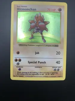 Pokemon TCG Hitmonchan Holo Rare Shadowless Base Set 7/102 MP - Image 4
