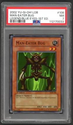 Yu-Gi-Oh! - PSA 7 1st Edition Man Eater Bug 108 - Legend of Blue Eyes - NM PSA7 - Image 1