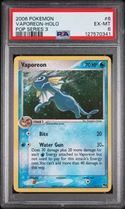 VAPOREON HOLO 2006 POKEMON POP SERIES 3 #6 PSA 6 - Image 1