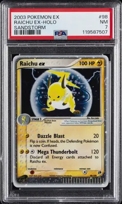 2003 POKEMON EX SANDSTORM #98 RAICHU EX-HOLO PSA 7 - Image 1