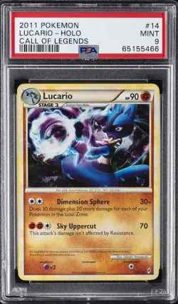 2011 POKEMON CALL OF LEGENDS #14 LUCARIO-HOLO PSA 9 - Image 1