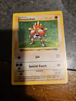 Basic Pokemon Hitmonchan Shadowless 70 HP 1999 Base Set 7/102 - Image 2