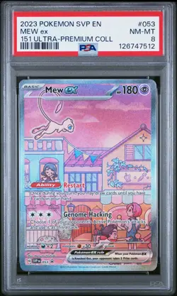 2023 POKEMON SVP EN-SV BLACK STAR PROMO 151 ULTRA-PREM COLL #053 MEW EX PSA 8 - Image 1