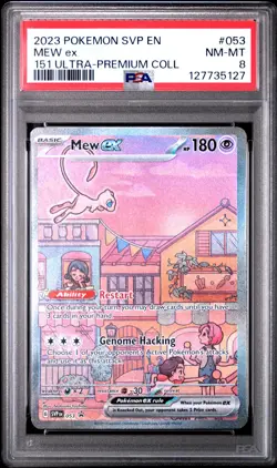 2023 POKEMON SVP EN-SV BLACK STAR PROMO 151 ULTRA-PREM COLL #053 MEW EX PSA 8 - Image 1