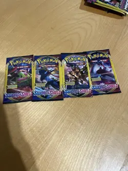 Pokemon TCG Sword & Shield Base - 3 Card Booster Pack - 4 Pack - Full Art Set - Image 1