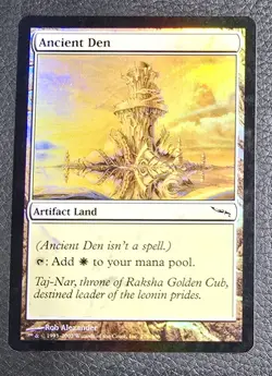 MTG FOIL Ancient Den Mirrodin Magic the Gathering Land Card - Image 1