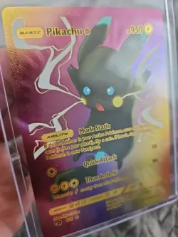 Pikachu Rainbow Foil Fan Art Vinyl Collector Card - Image 3