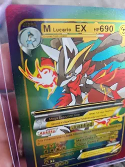 M Lucario EX Rainbow Foil Fan Art Vinyl Collector Card Pink Purple - Image 3