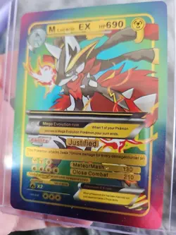 M Lucario EX Rainbow Foil Fan Art Vinyl Collector Card Pink Purple - Image 4