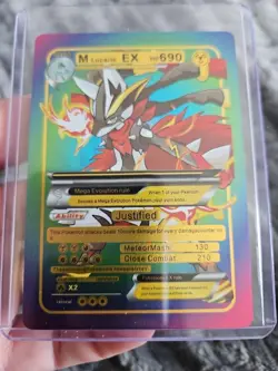 M Lucario EX Rainbow Foil Fan Art Vinyl Collector Card Pink Purple - Image 5