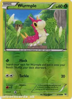 POKEMON CARD REVERSE HOLO WURMPLE 3/108 NO 265 WORM POKEMON TCG CCG - Image 1