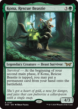 x1 Kona, Rescue Beastie DSK Duskmourn MTG 187 RARE M/NM 1x - Image 1